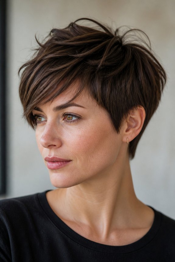 textured pixie with bangs