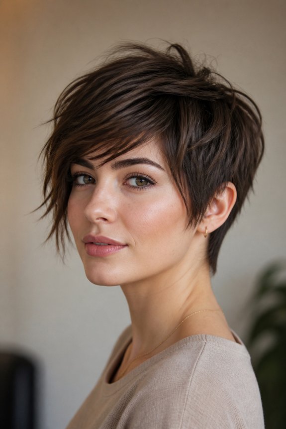 textured pixie with bangs