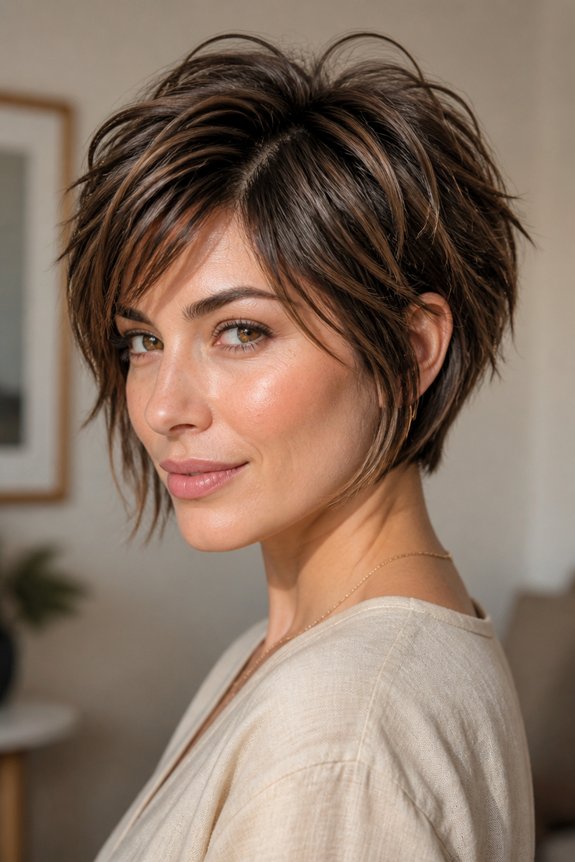 textured short layered haircut