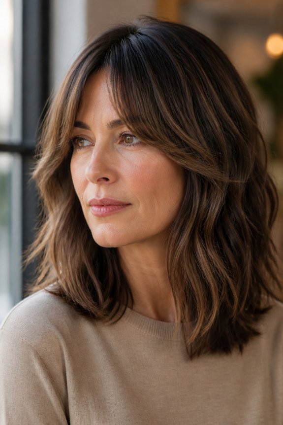 trendy curtain bangs lob