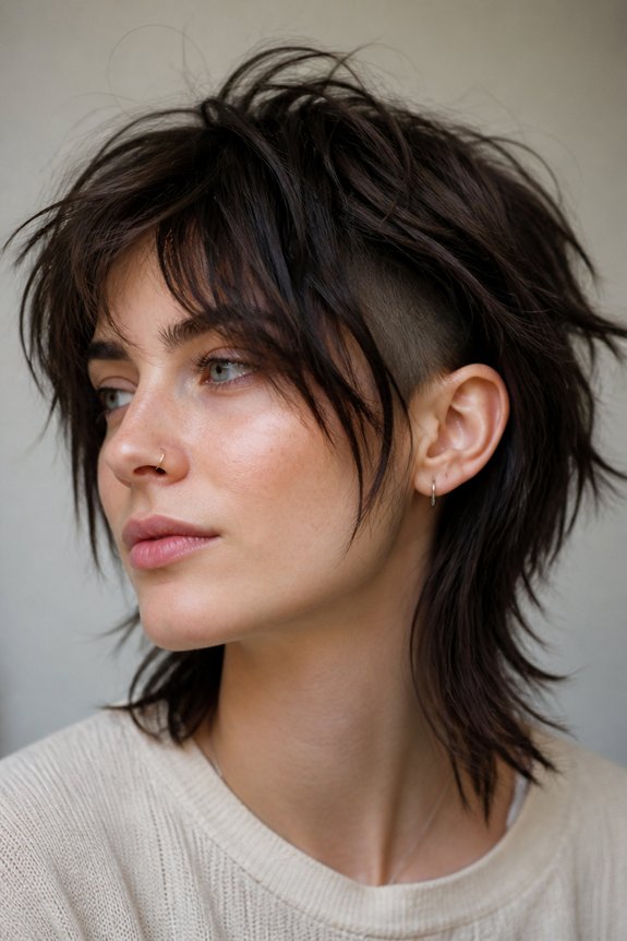 undercut messy shag style