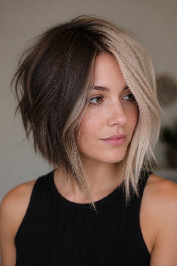vibrant two tone choppy bob