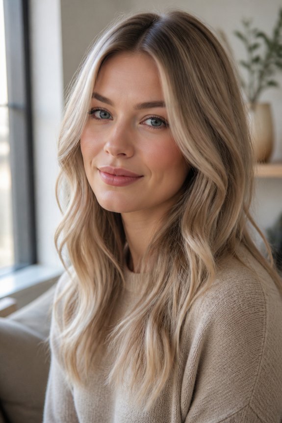 warm champagne ash blonde