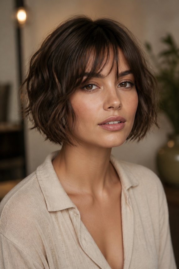 wavy bob with bangs
