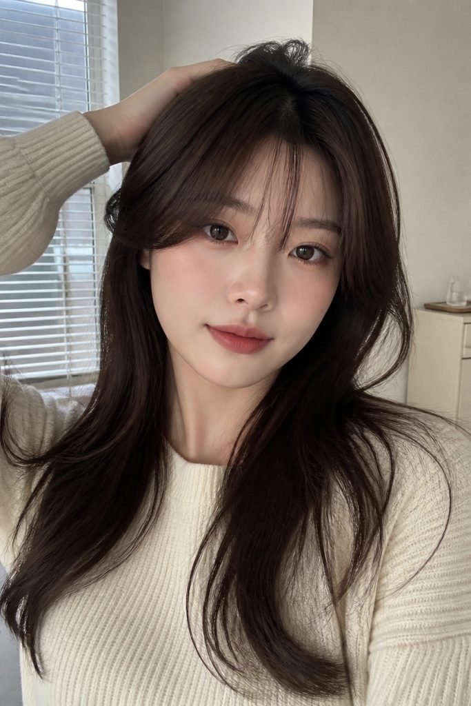 Korean_Air_Bangs_for_round_face_woman