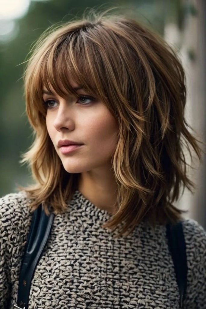 a Wolf Cut With Bangs