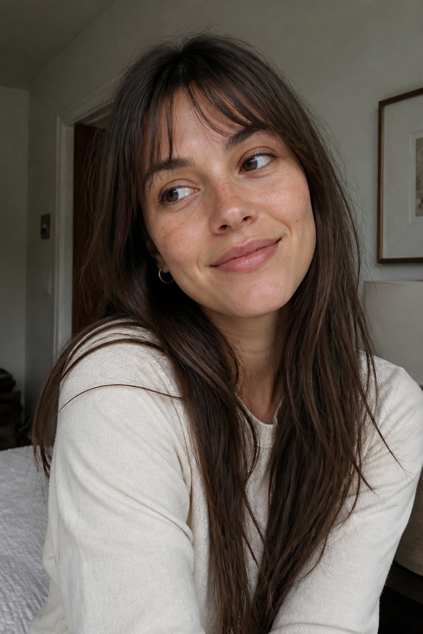 balanced hairstyle for angular faces
