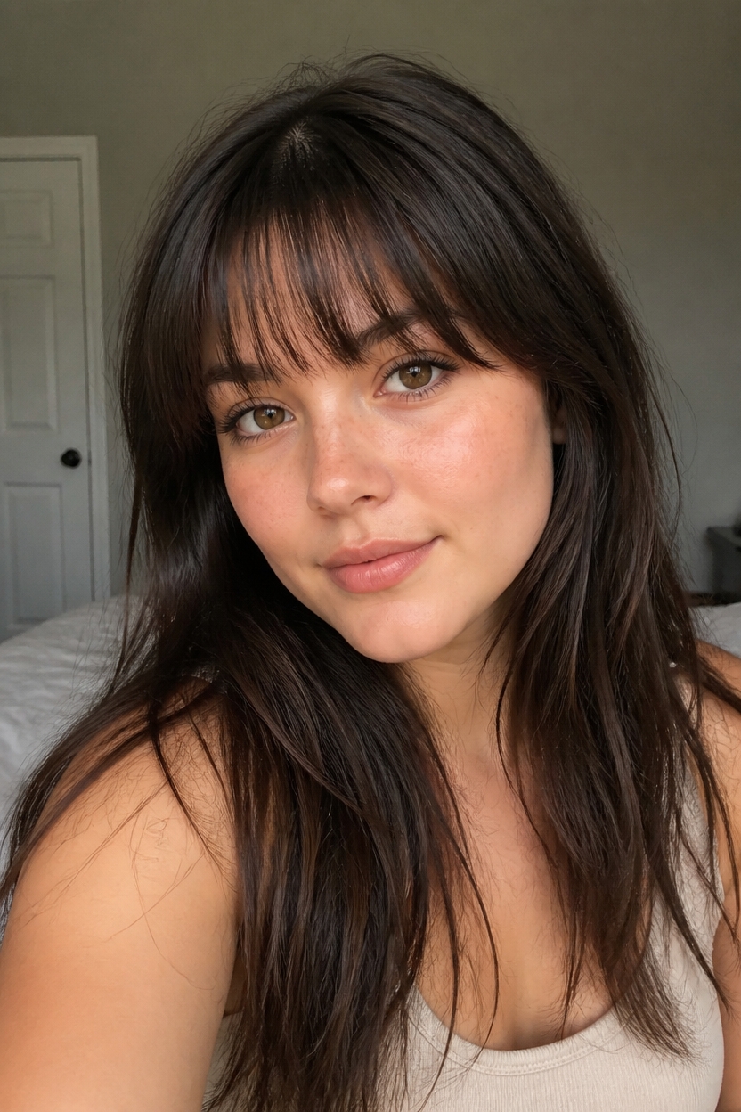 bangs enhance round faces