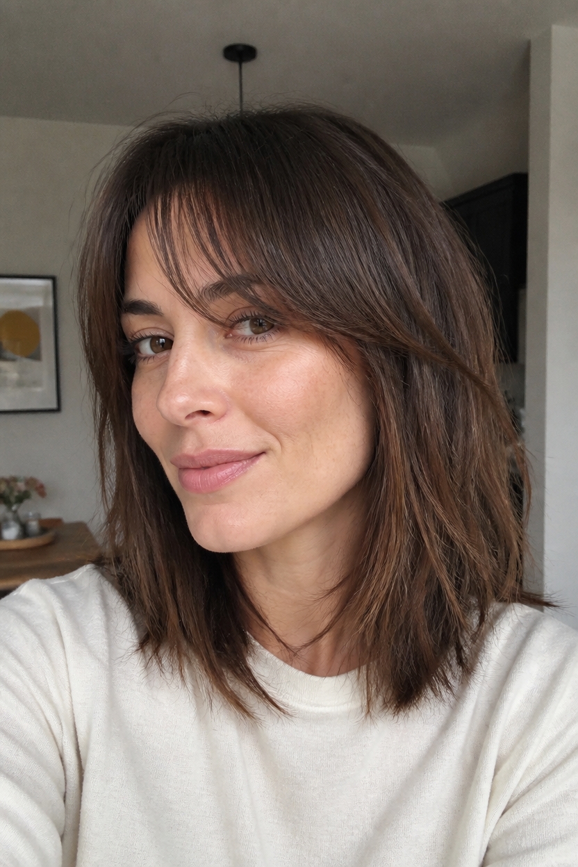 bangs soften strong jawlines