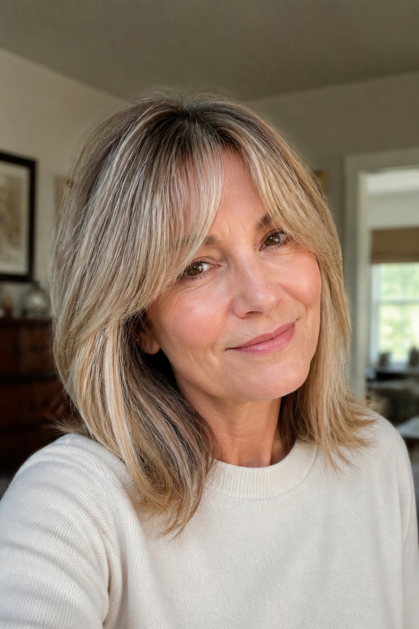 blended layer bangs for elegance
