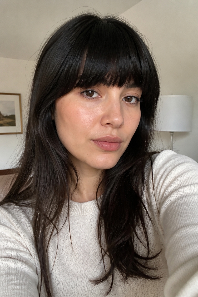 bold bangs for round faces