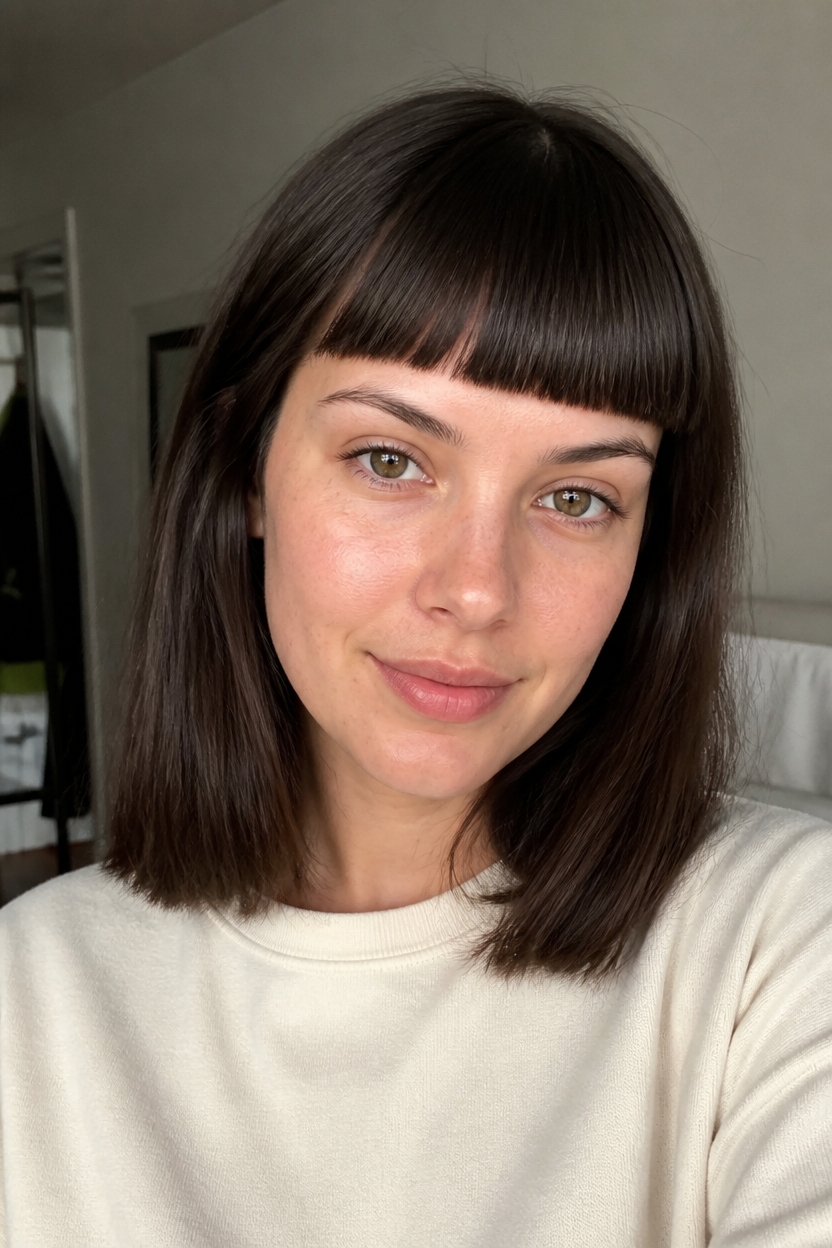 bold cropped bangs transformation