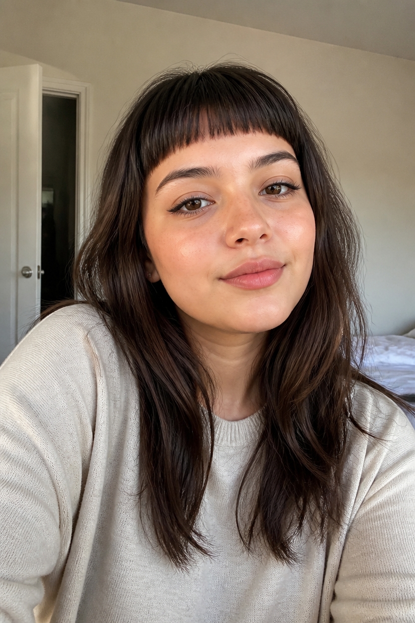 bold face framing micro bangs