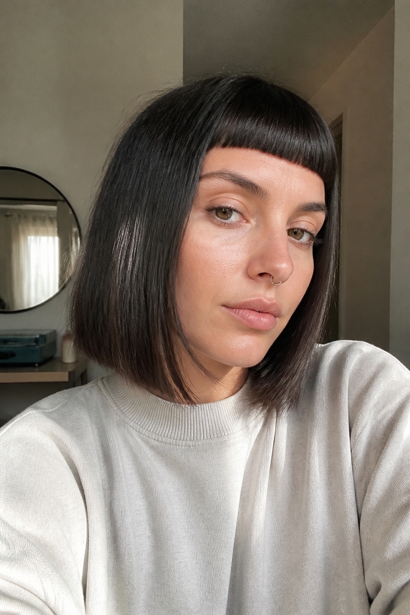 bold micro bangs style