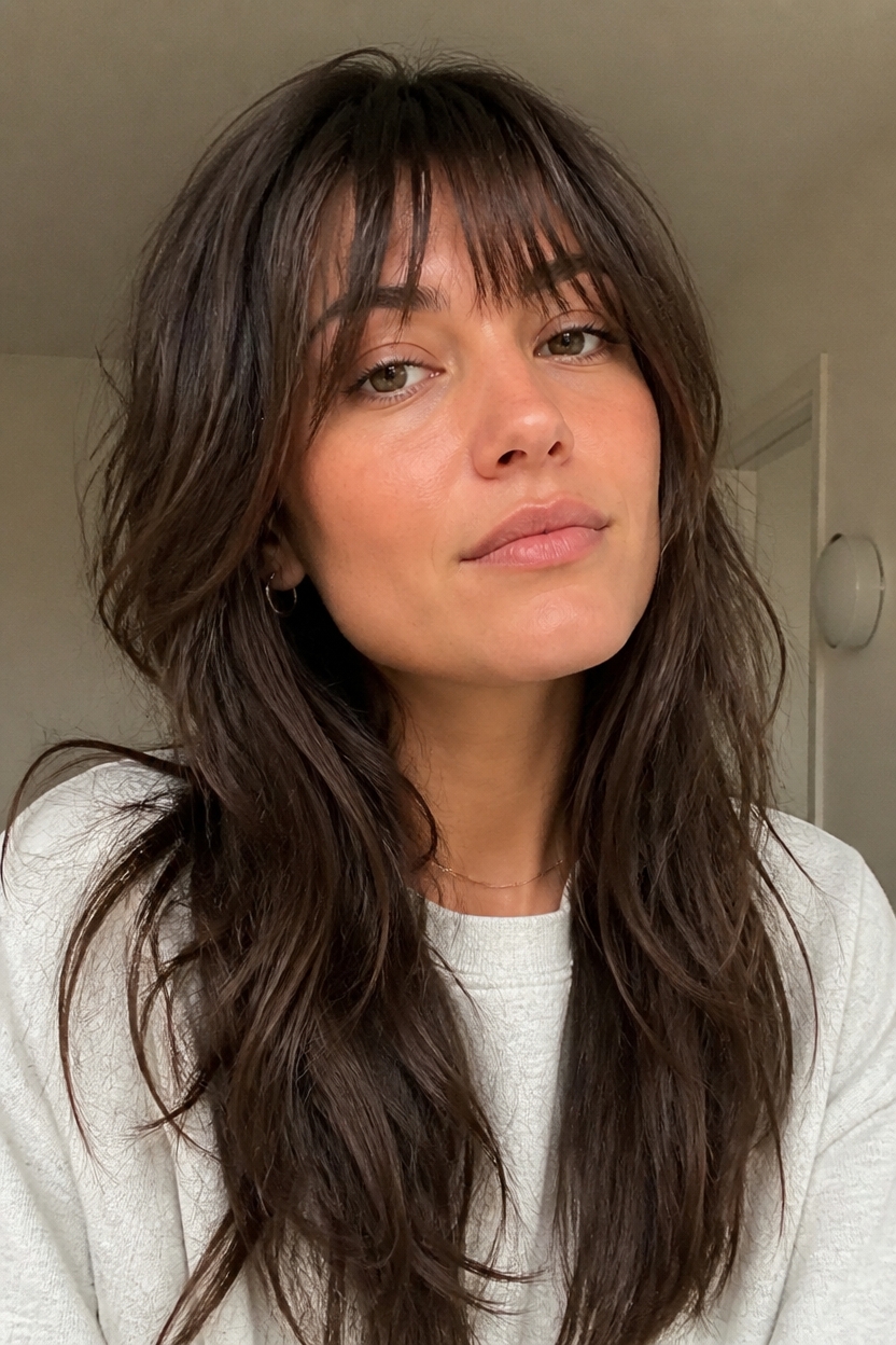 choppy bangs add texture