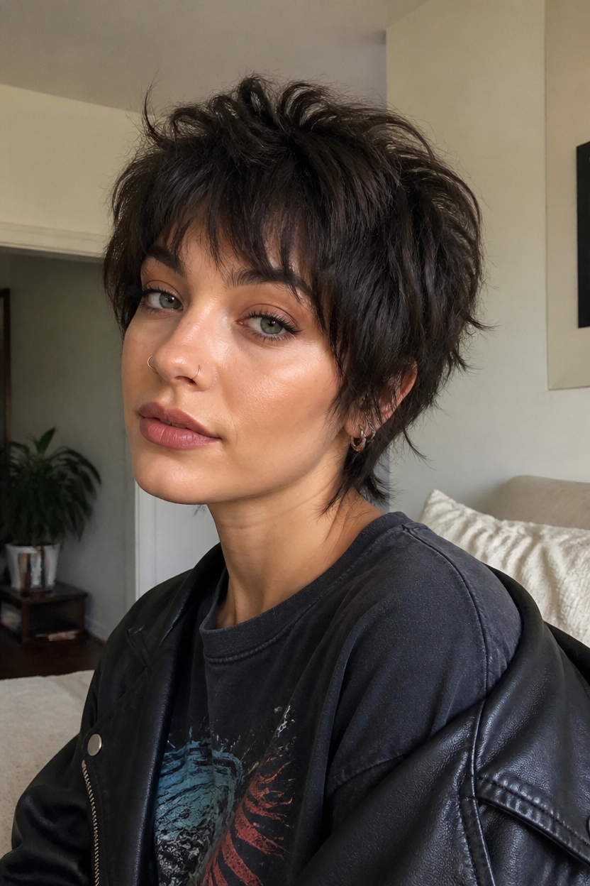 edgy shag pixie hairstyle