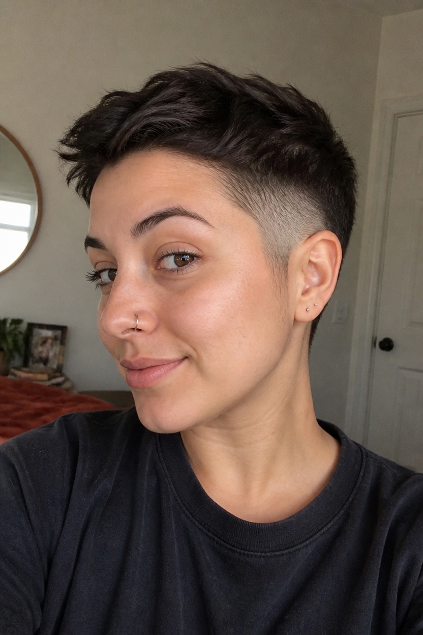 edgy undercut pixie style