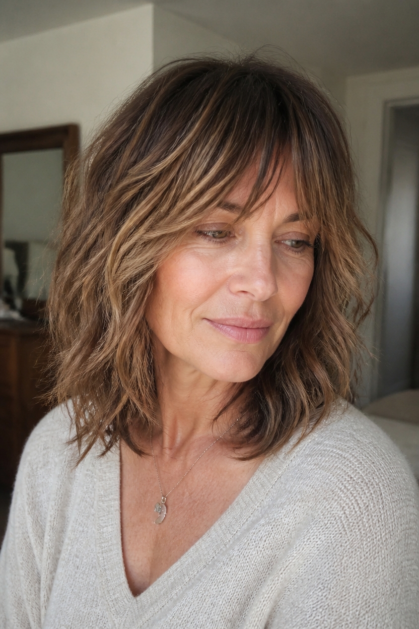 effortless modern shaggy bangs