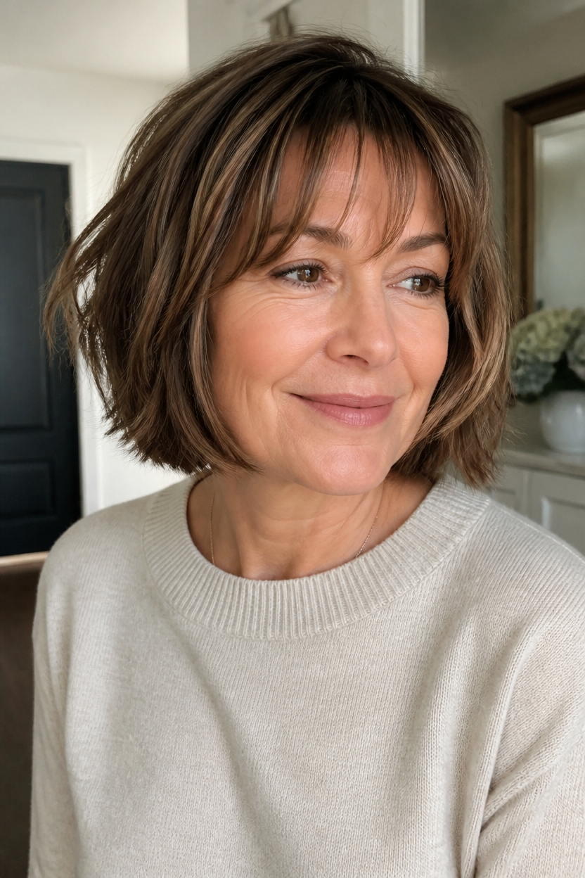 elegant chin length bob hairstyle
