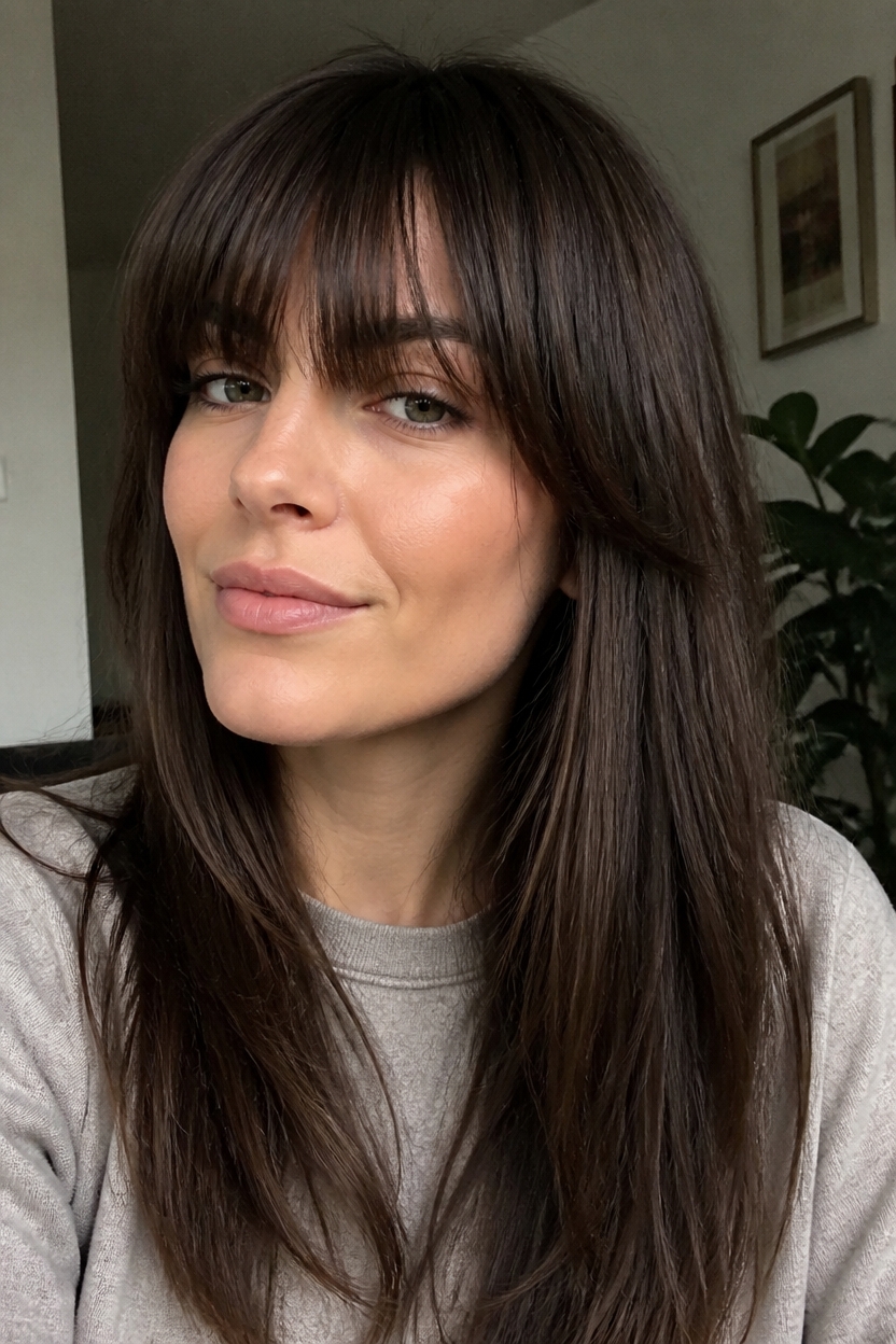 elegant long bangs softness