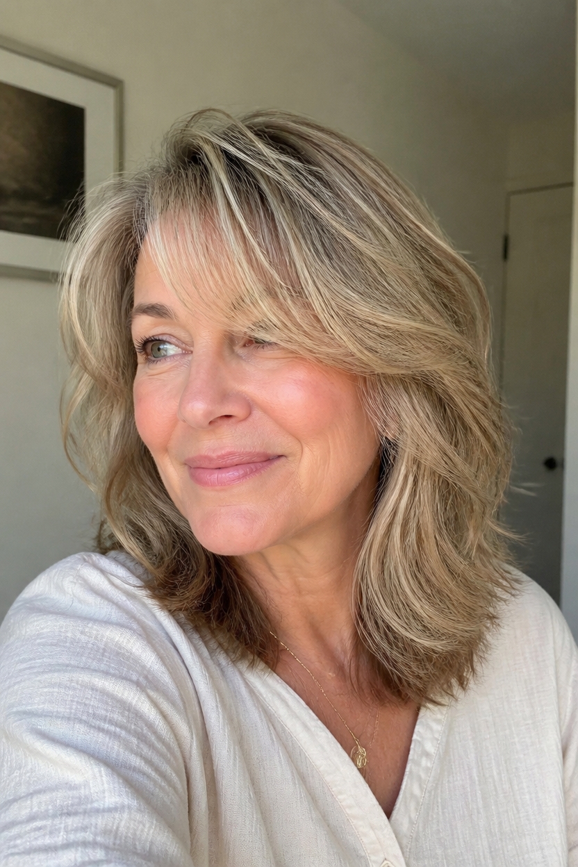 flattering side swept bangs hairstyle