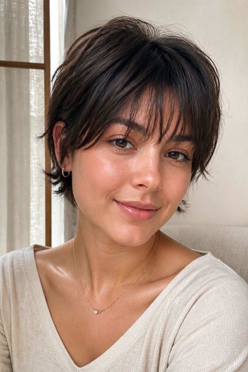gentle wispy bangs styling