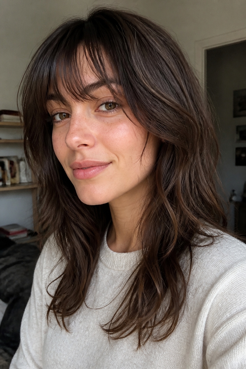 layered bangs soften features