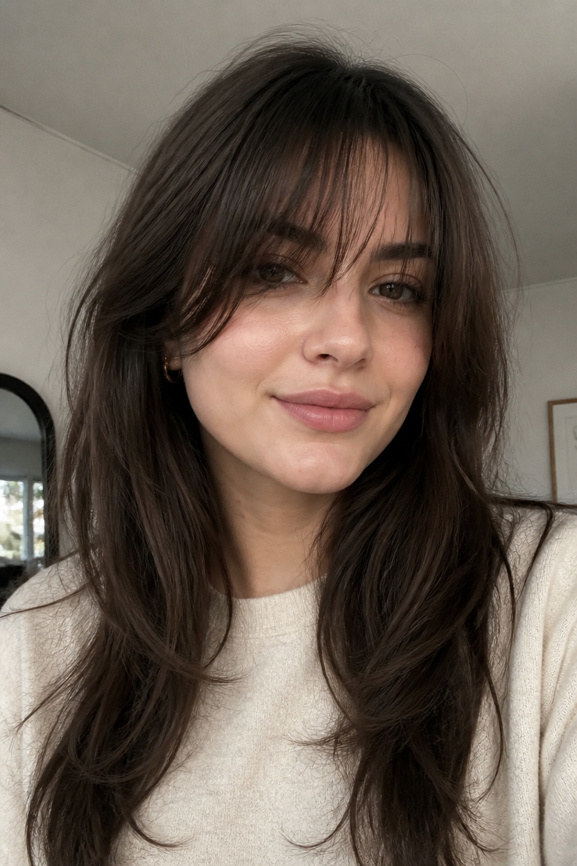long bangs with layers