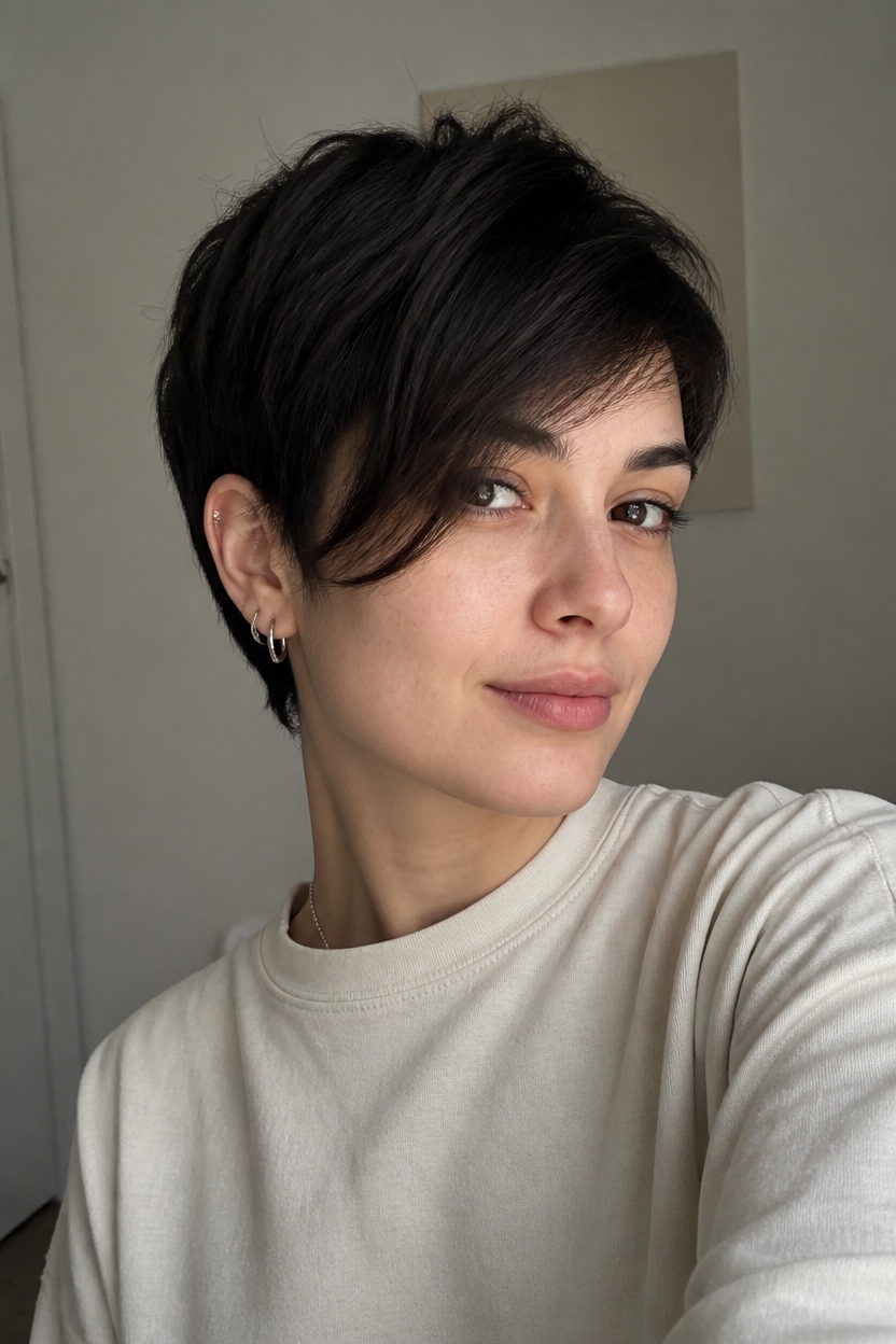 longer pixie with bangs