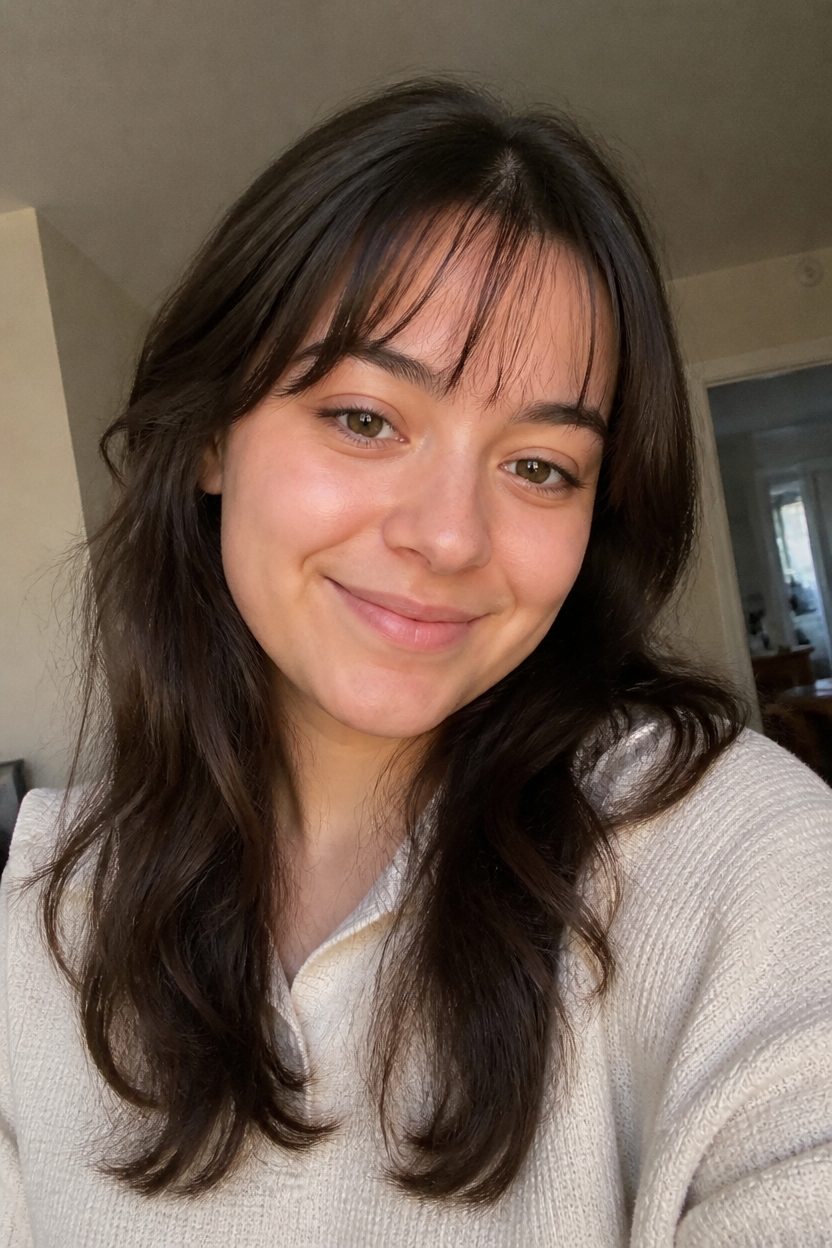 minimalist baby bangs style