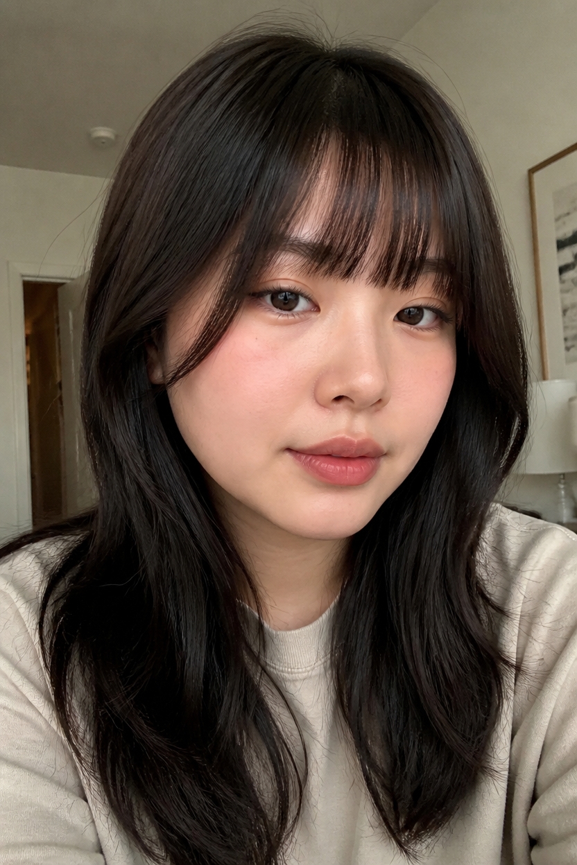 modern bangs with texture