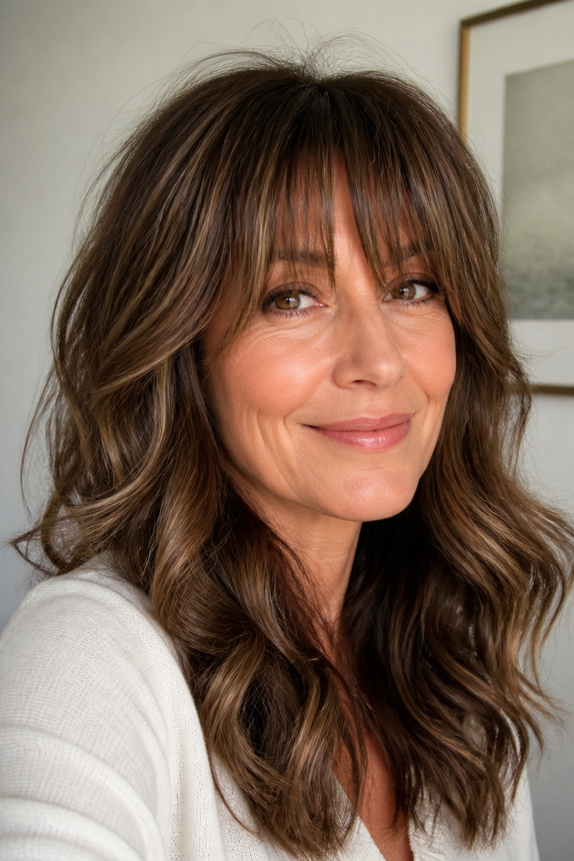 romantic soft bangs waves