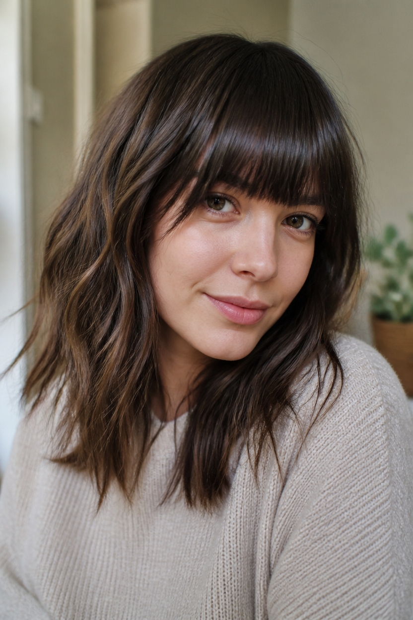 romantic waves with bangs