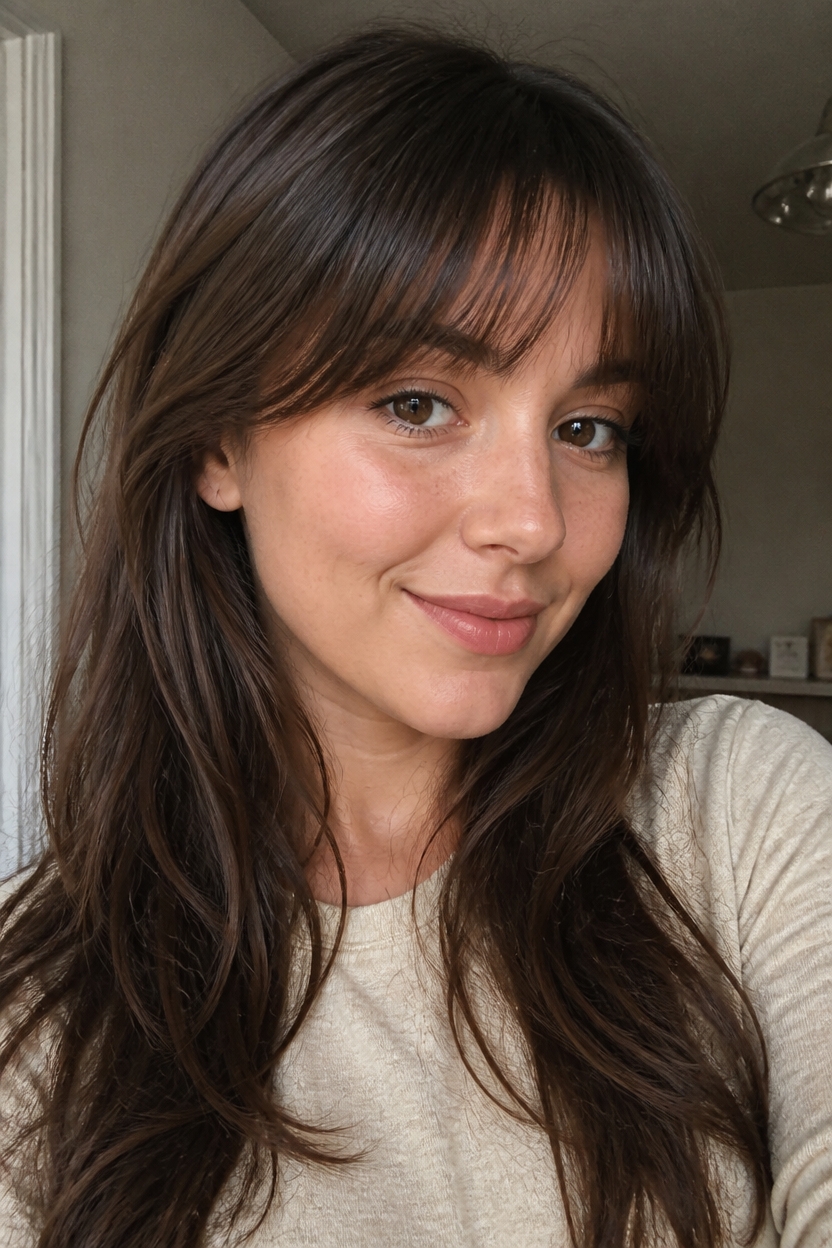 softly tapered bangs style