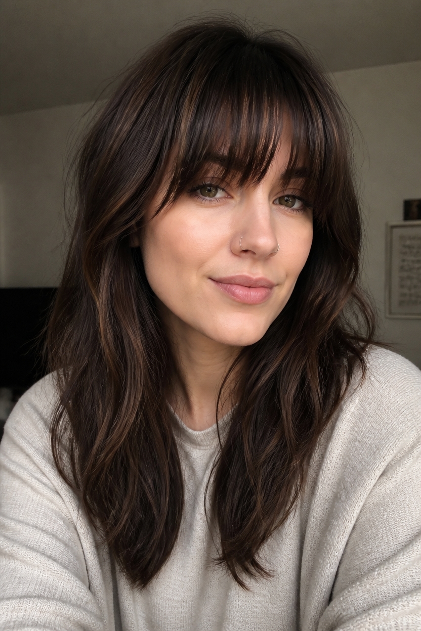 textured blunt bangs styling