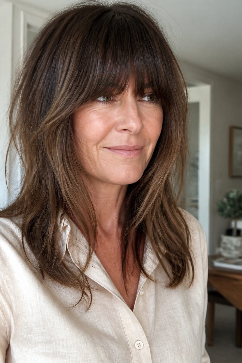 thick bangs layered volume