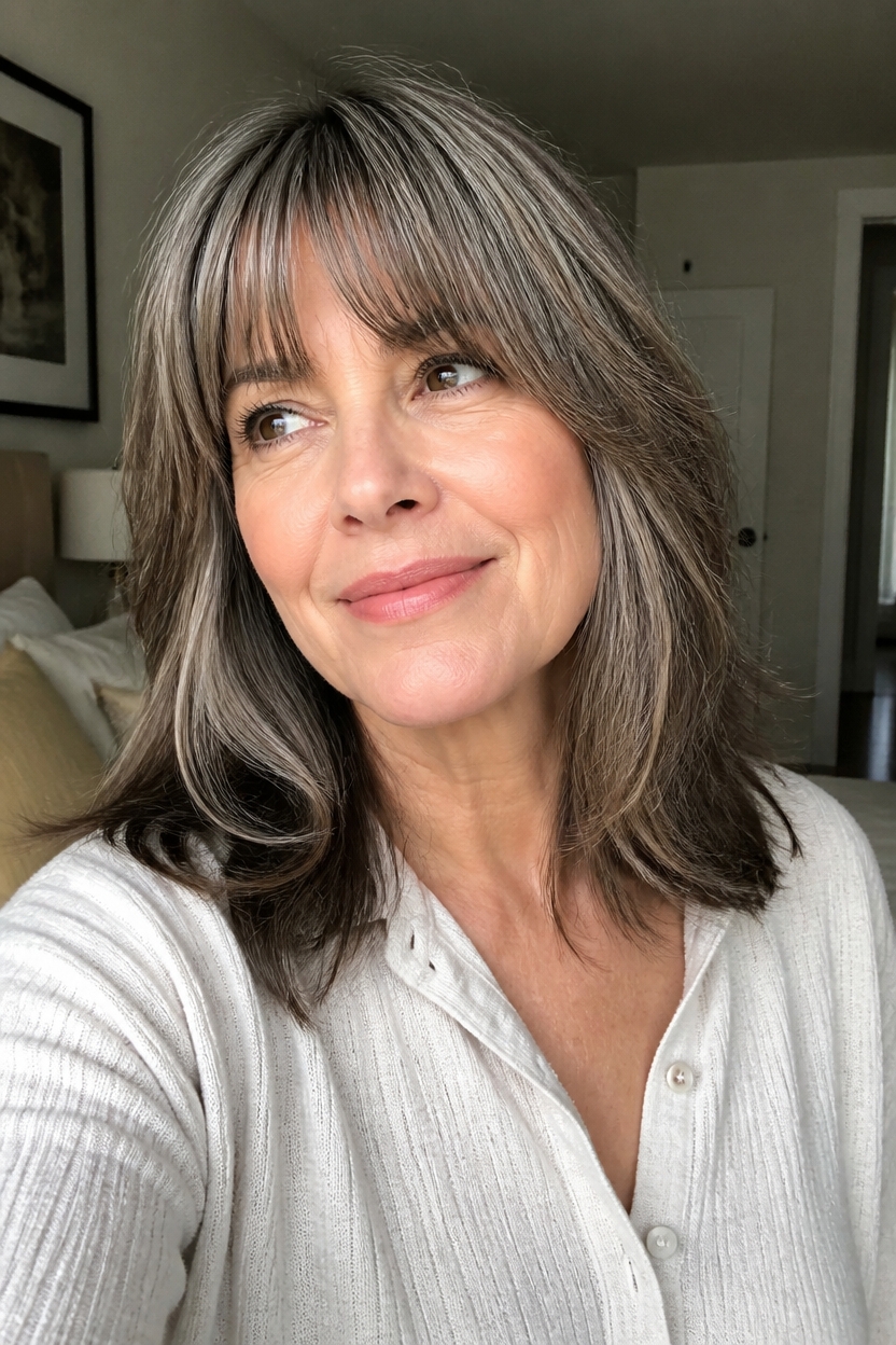 timeless soft bangs highlights