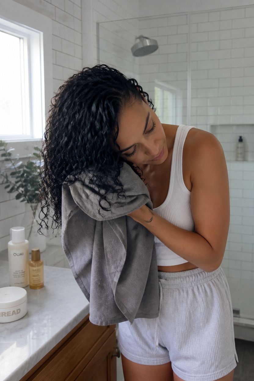 plopping for defined frizz free curls